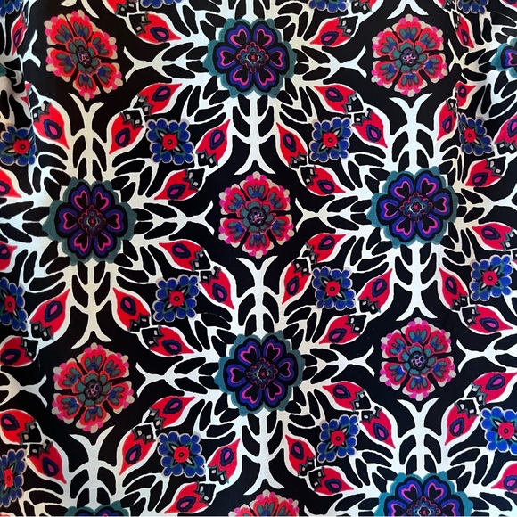 Old Navy geometric print dress black and pink satiny zippered back size a - Picture 2 of 4